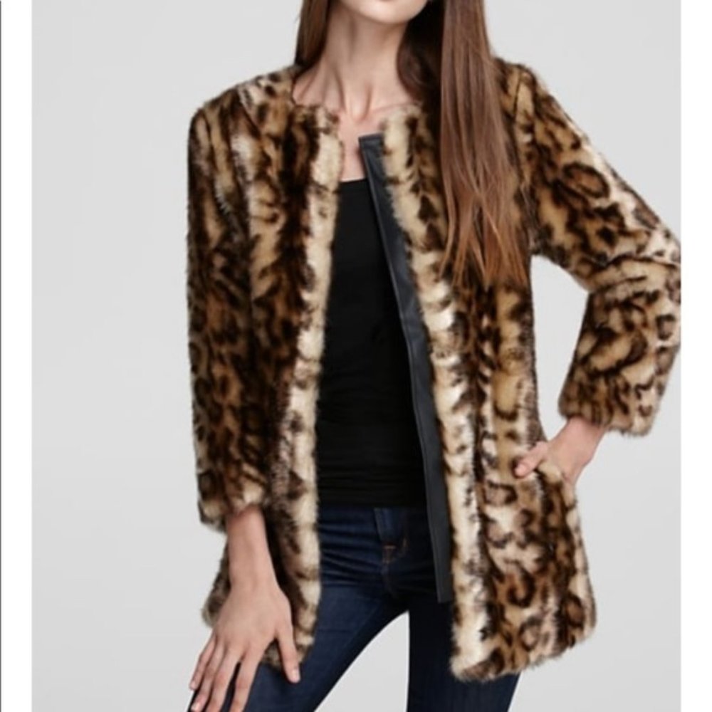 Guess Ruth leopard faux fur coat